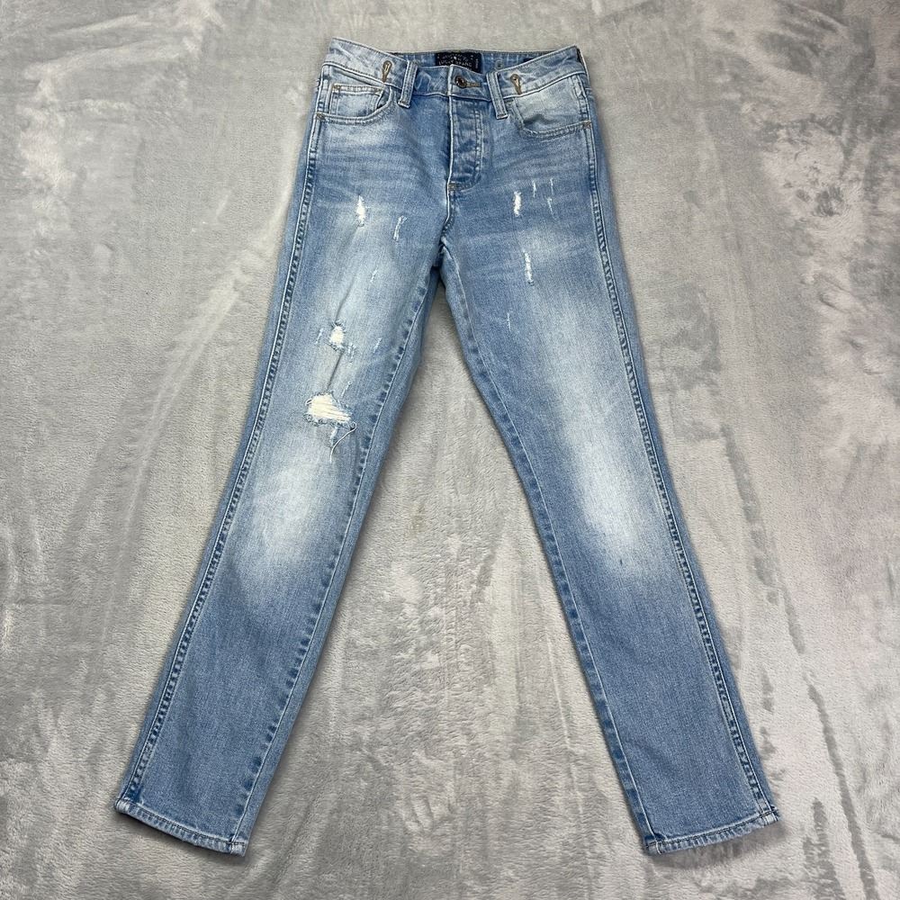 Lucky Brand The High Rise Tomboy Jeans Women 00/24 ( 25x29) Blue Boho Distressed